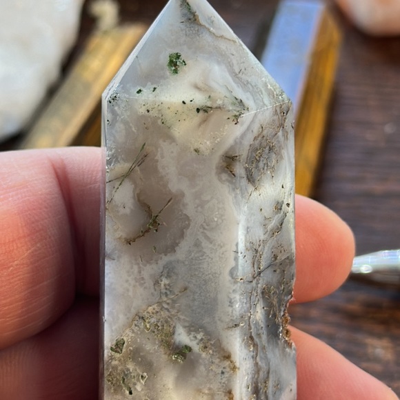 🔥SALE🔥 Moss Agate Crystal Point With Druzy! - Picture 9 of 10